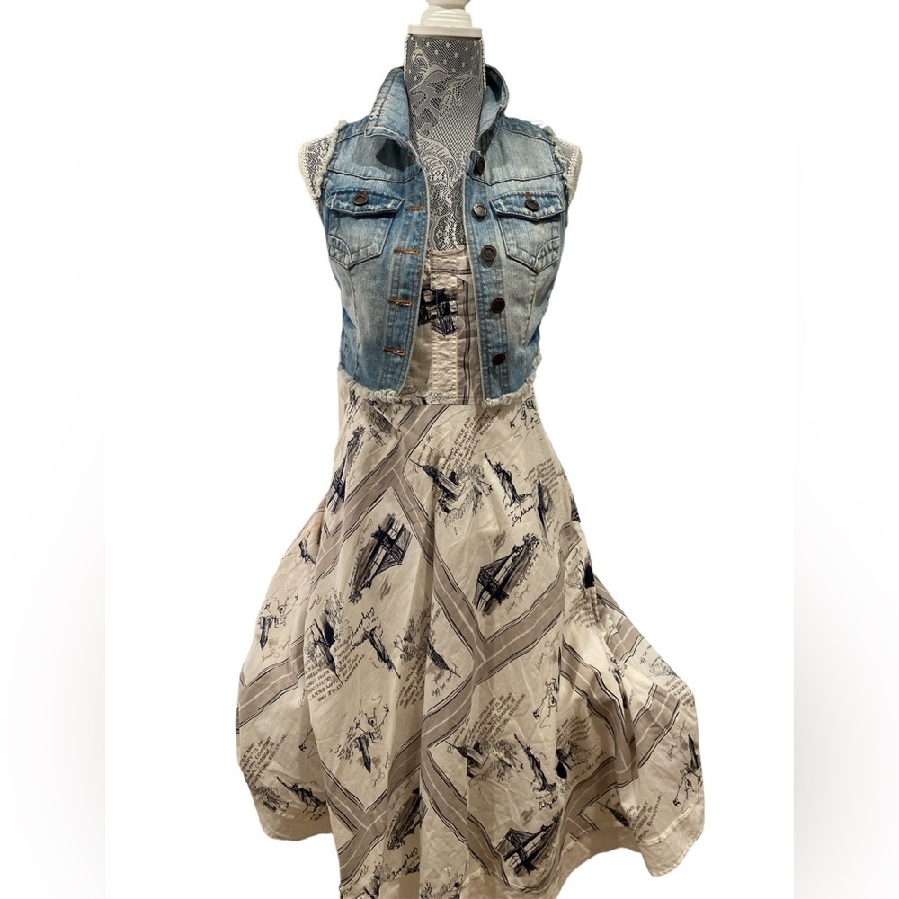 DKNY Spaghetti Strap Dress, New York City Print | Size 8